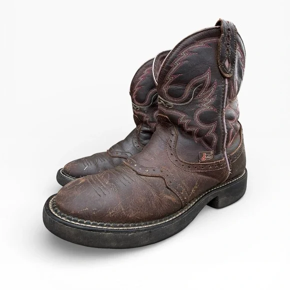 Justin Gypsy Women's Western Boot Brown Leather Cowgirl Cowboy Boots size 8 - Picture 7 of 14